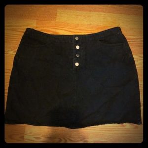 Black denim button up skirt